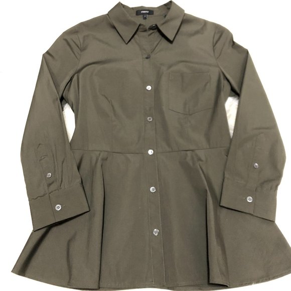 Theory Button-Up Peplum Top - Size S - Picture 3 of 9
